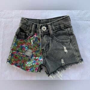 Boutique Toddler Sequins Distressed Jean Shorts Size 2T